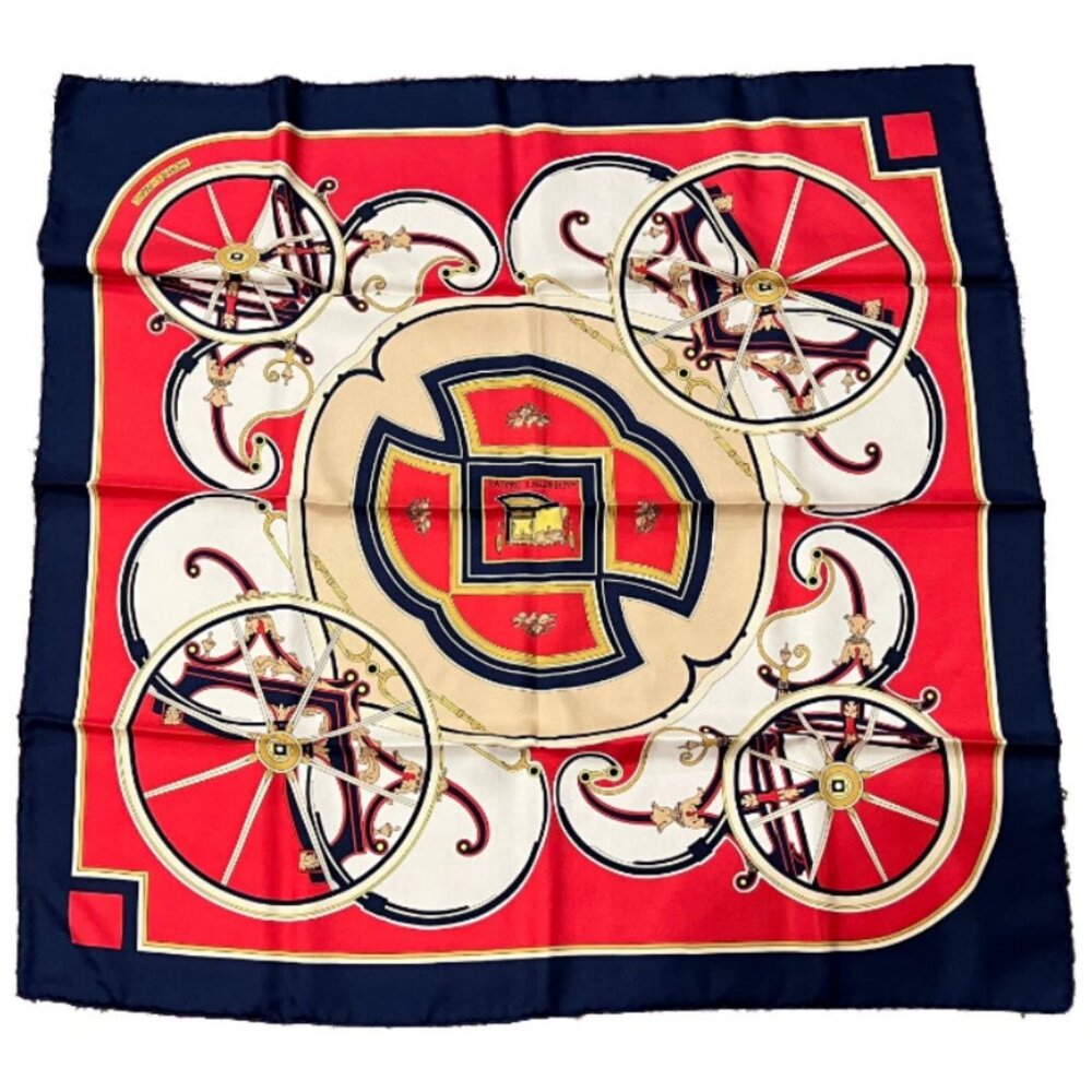 Authentic RARE! Hermes Washington's Carriage Vintage 90cm Silk Scarf